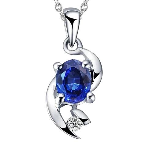 2,75 karat saphir und diamant anhänger halskette weißgold 14k