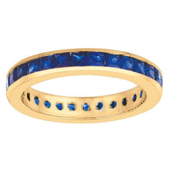 2,80 Karat Prinzessin Blue Sapphire Eternity Band Solid Gold 14K