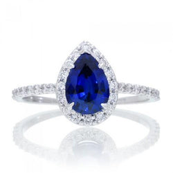 2,88 Karat Birnenschliff Sri Lanka Blauer Saphir-Aus der Erde Abgebauter Natürlicher Diamant-Jubiläumsring