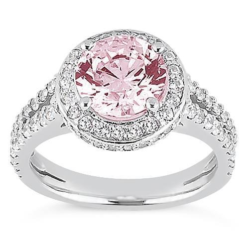 2,91 karat halo pink saphir solitär mit akzenten verlobungsring