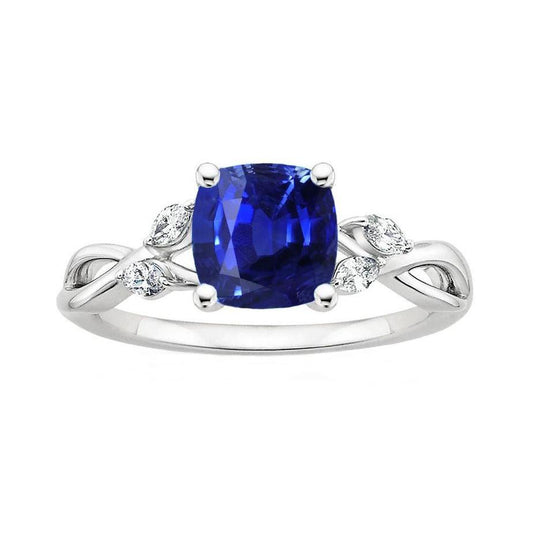 2.10 karat ceylon saphir und diamanten ring 14k weißgold