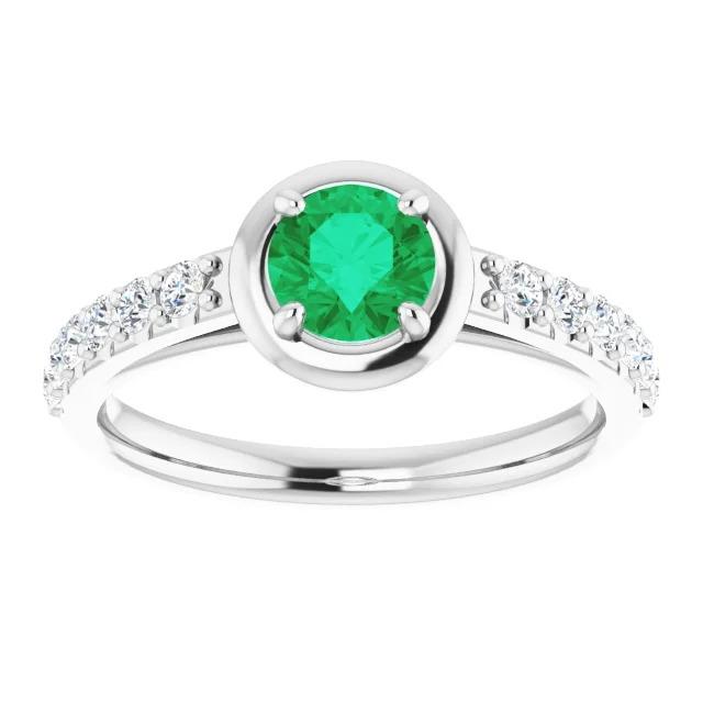 2.25 karat grüner smaragd-diamant-ring weißgold 14k