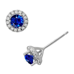 2.30 ct Ceylon Saphir Damen Ohrstecker Schmuck Weißgold 14K