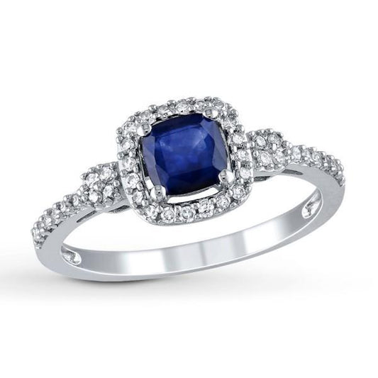 2.45 kt. ceylon saphir und diamanten halo fancy ring weißgold 14k
