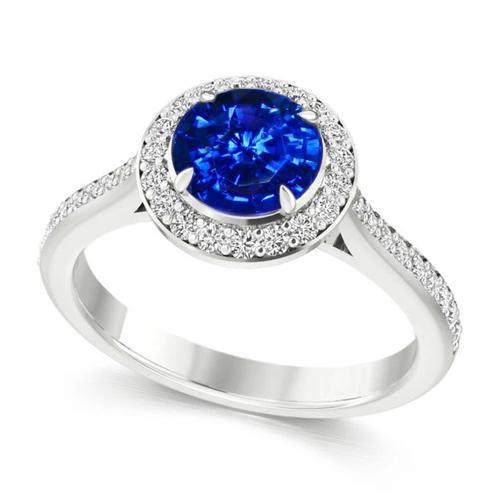 2.5 kt. sri lanka blauer saphir runder diamantring