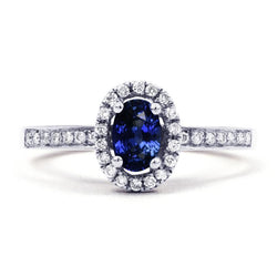 2.50 Karat Ceylon Blauer Saphir und Diamanten Ring Weißgold 14K