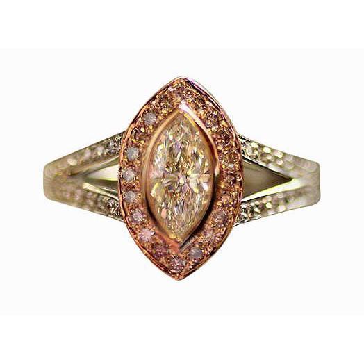 2.50 Karat F Vs1 Aus der Erde Abgebauter Natürlicher Diamant Halo Edelstein Ring Zweifarbiger Goldschmuck