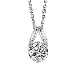2.50 Karat große Aus der Erde Abgebauter Natürlicher Diamant-Anhänger-Halskette im Rundschliff Weißgold 14K