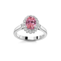 2.50 Kt. Jubiläumsring Gold mit rosa Saphir und runden Aus der Erde Abgebauter Natürlicher Diamanten