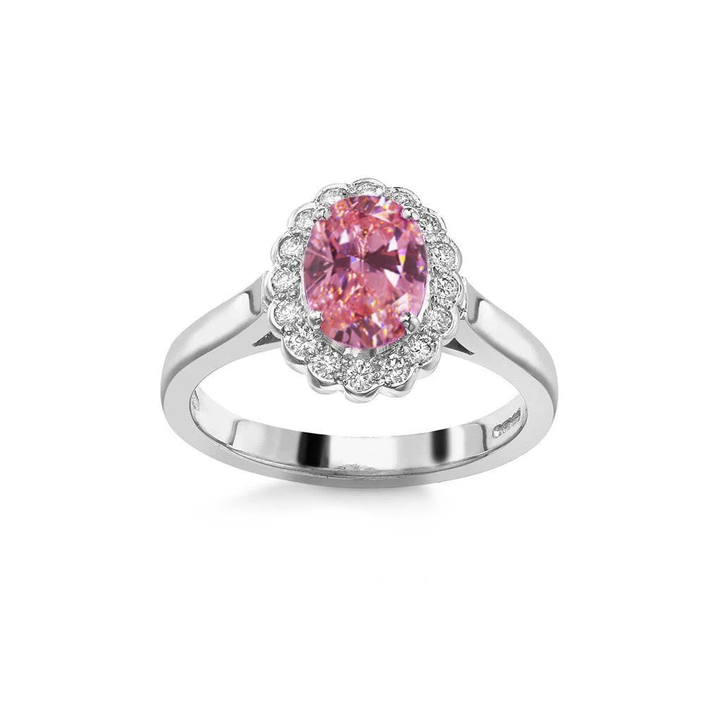 2.50 Kt. Jubiläumsring Gold mit rosa Saphir und runden Diamanten - harrychadent.de