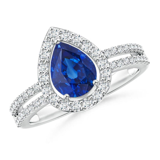 2.50 ct Ehering mit Birnen und Saphirdiamanten im Rundschliff Weißgold - harrychadent.de