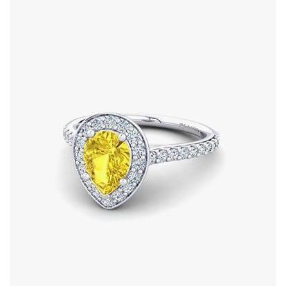 2.50 ct Gelber Saphir und Diamanten Jubiläumsring Weißgold 14K - harrychadent.de