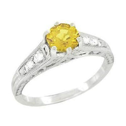 2.50 ct Ring mit gelbem Saphir und Diamant im Rundschliff Weißgold 14K