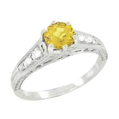 2.50 ct Ring mit gelbem Saphir und Aus der Erde Abgebauter Natürlicher Diamant im Rundschliff Weißgold 14K