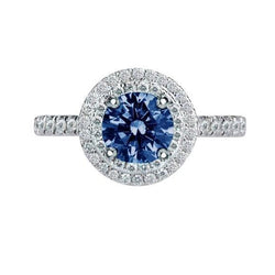 2.51 Karat runder blauer & weißer Aus der Erde Abgebauter Natürlicher Diamant Ehering Edelstein