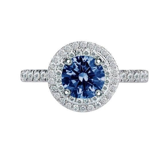 2.51 Karat runder blauer & weißer Aus der Erde Abgebauter Natürlicher Diamant Ehering Edelstein