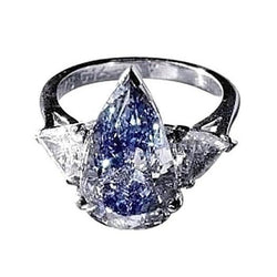 2.70 ct. Blaue & weiße Aus der Erde Abgebauter Natürlicher Diamanten Jubiläumsring Gold Drei Steine