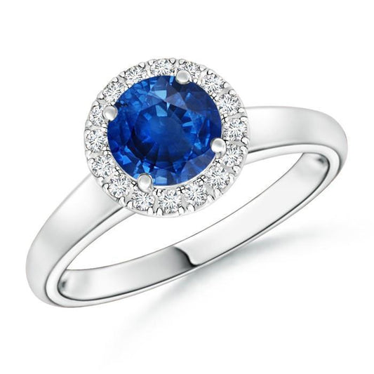 2.80 ct Solitär mit Akzenten Ceylon Saphir Aus der Erde Abgebauter Natürlicher Diamanten Ring WG 14K
