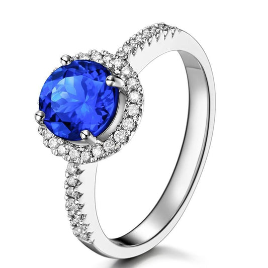 2.85 Karat Sri Lanka Saphir Aus der Erde Abgebauter Natürlicher Diamanten Ring Weißgold 14K