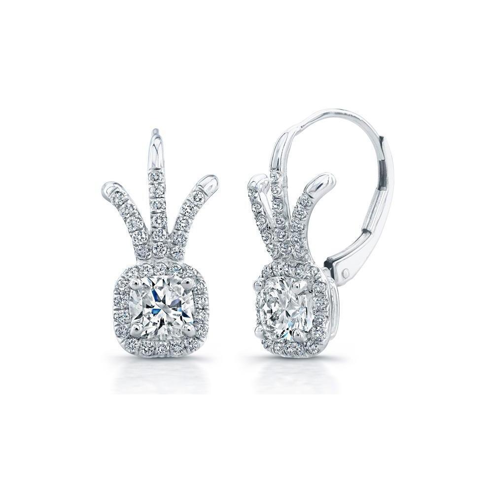 3 Ct. Kissen Naturdiamant Einzigartig Halo Ohrringe  