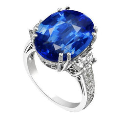 3 Karat Oval Sri Lanka Blauer Saphir Diamanten Jubiläumsring