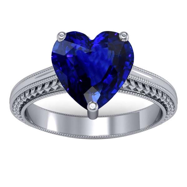 3 Karat Solitaire Ceylon Blauer Saphir Ring Antik-Stil Weißgold - harrychadent.de