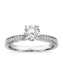 3 Karat Solitär mit Akzenten Ehering mit Aus der Erde Abgebauter Natürlicher Diamanten im Rundschliff