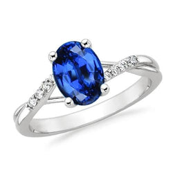3 Karat Sri Lanka Blauer Saphir Diamant Ehering Weißgold 14K