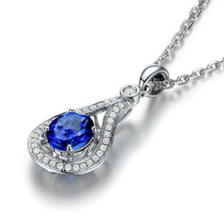 3 Karat Tansanit im Rundschliff mit Aus der Erde Abgebauter Natürlicher Diamanten Anhänger Halskette 14K