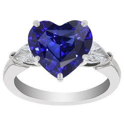 3 Stein Birne Aus der Erde Abgebauter Natürlicher Diamant Ceylon Saphir Ring 4 Karat Goldschmuck
