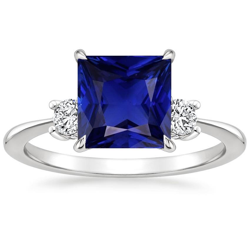 3 Stein Diamant & Prinzessin Blauer Saphir Ring Konischer Schaft 5,50 Karat - harrychadent.de