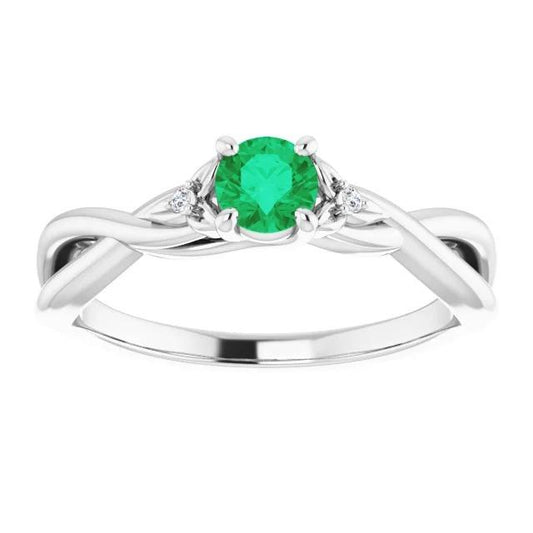 3 Stein Diamant Ring 0.54 Karat Grün Smaragd Twist Damenschmuck - harrychadent.de
