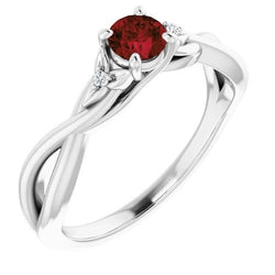 3 Stein Aus der Erde Abgebauter Natürlicher Diamant Rubin Ring 0,54 Karat Twist Claw Prong Set Schmuck