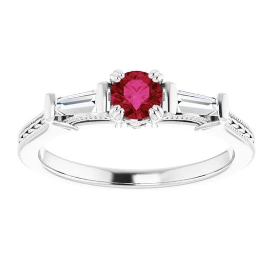 3 Stein Diamant Rubin Ring Vintage Style 2 Karat Milgrain Schmuck - harrychadent.de