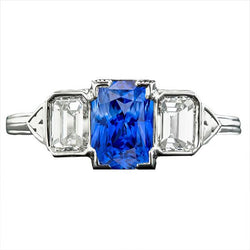 3 Stein Aus der Erde Abgebauter Natürlicher Diamant Schmuck Lünette Set Smaragde Gold Saphir Ring 3 Karat