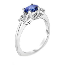 3 Stein Aus der Erde Abgebauter Natürlicher Diamant & blauer Saphir Ring 2,25 Karat Gold U Krappenfassung