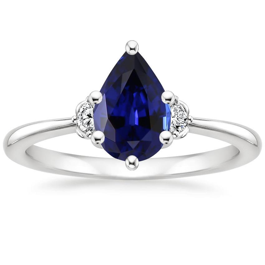 3 Stein Diamant & blauer Saphir Ring 6,75 Karat Konischer Schaft Gold - harrychadent.de