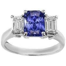 3 Stein Ehering Strahlender Saphir & Smaragd Aus der Erde Abgebauter Natürlicher Diamanten 3,50 Karat