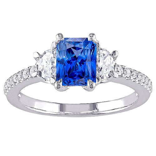 3-Stein-Halbmond-Diamant-Blauer Saphir-Ring mit Akzenten 3 Karat - harrychadent.de