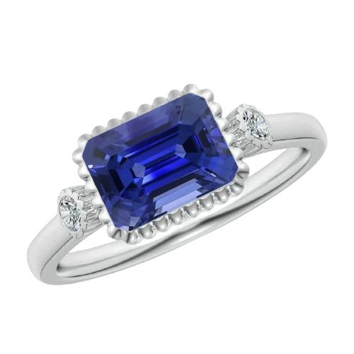 3-Stein-Jubiläumsring Lünette mit Diamant & blauem Saphir 2,75 Karat - harrychadent.de