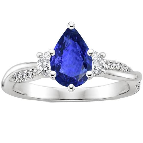 3-Stein-Ring mit Akzenten Diamant & Birne Blauer Saphir 6 Karat - harrychadent.de