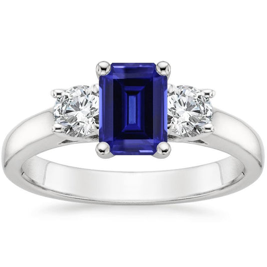 3 Steine Blauer Smaragd Saphir Diamant Ring 2,50 Karat - harrychadent.de