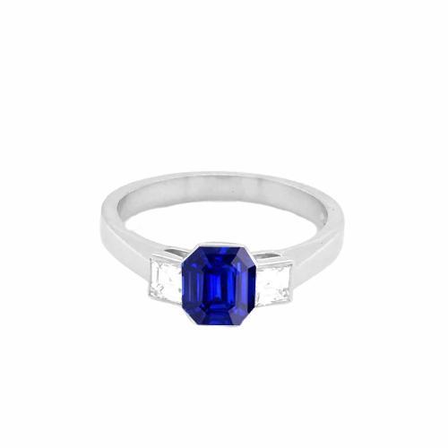 3 Steine Ring Asscher Blue Sapphire & Princess Diamants 1.50 Karat - harrychadent.de