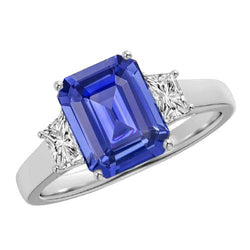 3 Steine Smaragd Saphir Ring & Strahlender Aus der Erde Abgebauter Natürlicher Diamant Schmuck 2,75 Karat
