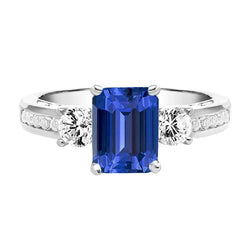 3 Steine Stil Aus der Erde Abgebauter Natürlicher Diamantring Smaragd Ceylon Saphir Schmuck 3 Karat