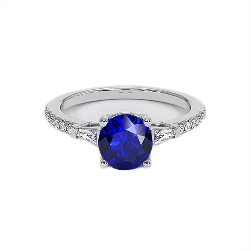 3 Steine Stil echter runder Diamant & blauer Saphir Ring 5 Karat - harrychadent.de