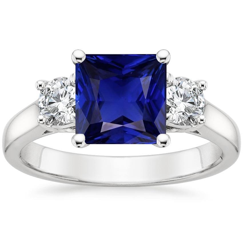 3 Steine runder Diamant & Prinzessin Ceylon Saphir Ring 6 Karat Gold - harrychadent.de