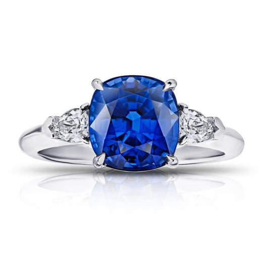 3 Steine srilankischer Saphir Diamant 3,25 Karat Ring Weißgold 14K - harrychadent.de