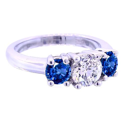 3 Steinrunder Diamantring Blauer Saphir Schmuck 2,50 Karat - harrychadent.de