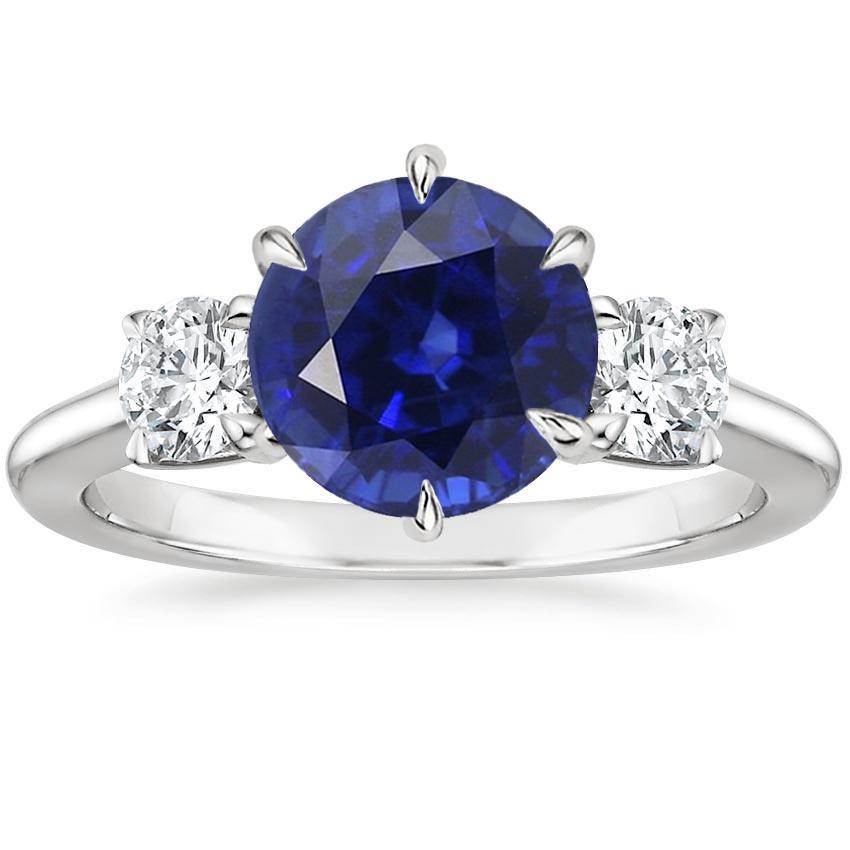 3 runde Diamanten aus tiefblauem Saphir-Ring Krappenset 3,50 Karat - harrychadent.de
